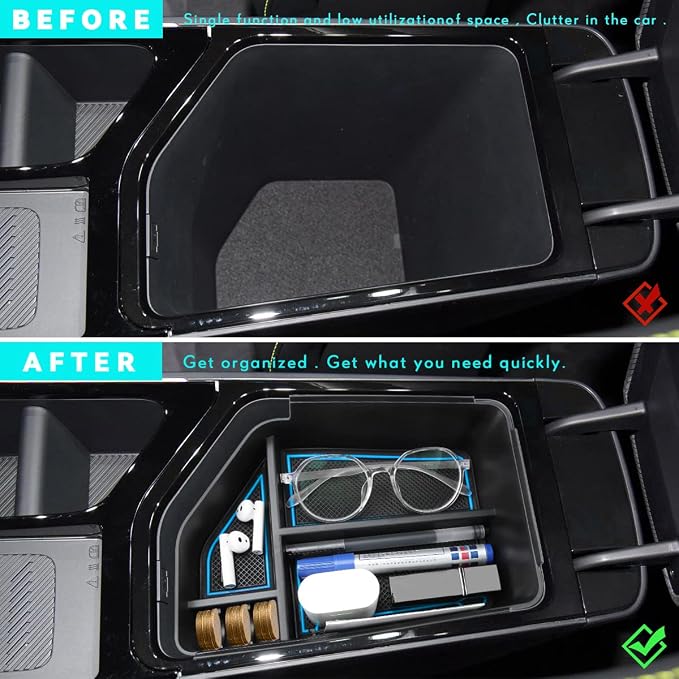 MARCHFA Center Console Organizer Tray Compatible for 2022 2023 2024 2025 2026 Kia EV6 Accessories Armrest Storage Box Tray Organizer Insert (Blue)