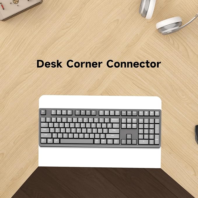 Suptek 17-Inch Clamp-On Corner Desk Connector Platform for Mounting Under-Desk Keyboard Trays on L-Shaped Desks, White, DESKEX01W