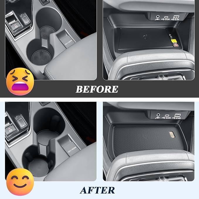 BIBIBO 2024 2025 2026 Crosstrek Center Console Organizer for 2023-2026 Subaru Crosstrek/2024-2026 Subaru Impreza Insert Cup Holder+ Wireless Charging Mats Crosstrek Insert Tray Organizer