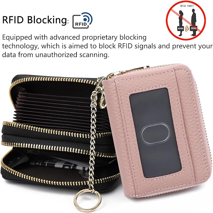 imeetu Rfid Credit Card Holder,Genuine Leather Businese Card Case,Rfid Blocking Wallet for Women & Men