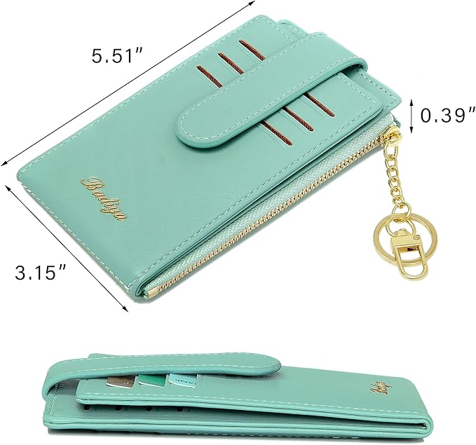 Badiya Slim Women Wallet RFID Blocking Bifold Compact 9 Card Slots Holder Wallets Soft Leather with Zipper Coin Pocket 2 ID Window