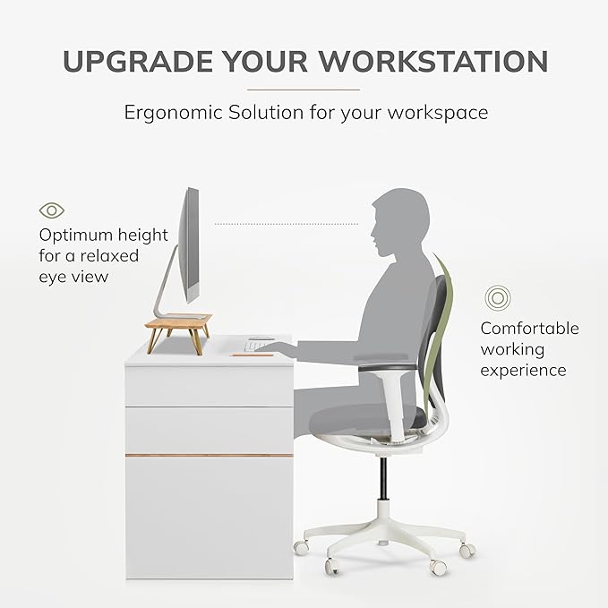 Anji Mountain Monitor Stand - Desktop Organizer & Laptop Riser, Ergonomic Monitor Riser, Space-Saving Monitor Stand for Desk, Durable Construction, Easy Assembly, Ideal for Home & Office,Natural