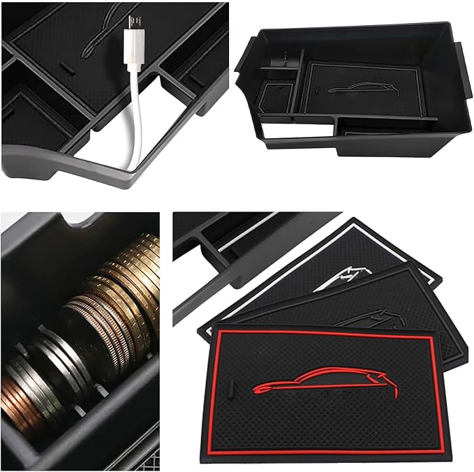 Gah for 2024 Infiniti QX55 QX50 Center Console Armrest Storage Box 2018-2024 QX50 compatible with Infiniti 2022-2024 QX55 Tray Insert Organizer Glove Pallet Accessories (black)