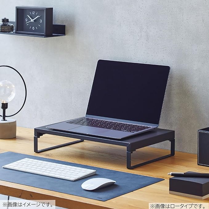 Lihit Lab A7330-124 Computer Stand, Monitor Stand, Desktop Stand, Width 15.4 inches (390 mm), Low Type, Matte Black
