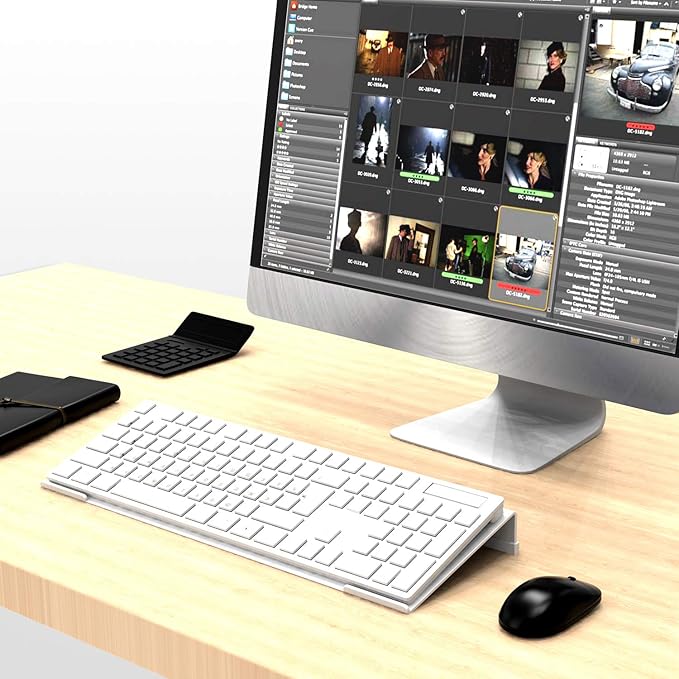 KOTEMON Acrylic Tilted Computer Keyboard Stand for Ergonomic Typing, Keyboard Tray Holder with Silicone Non-Slip Case, White