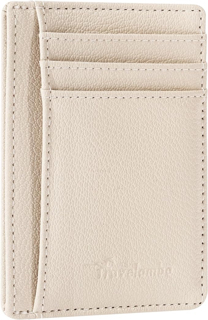 Travelambo Front Pocket Minimalist Leather Slim Wallet RFID Blocking Medium Size
