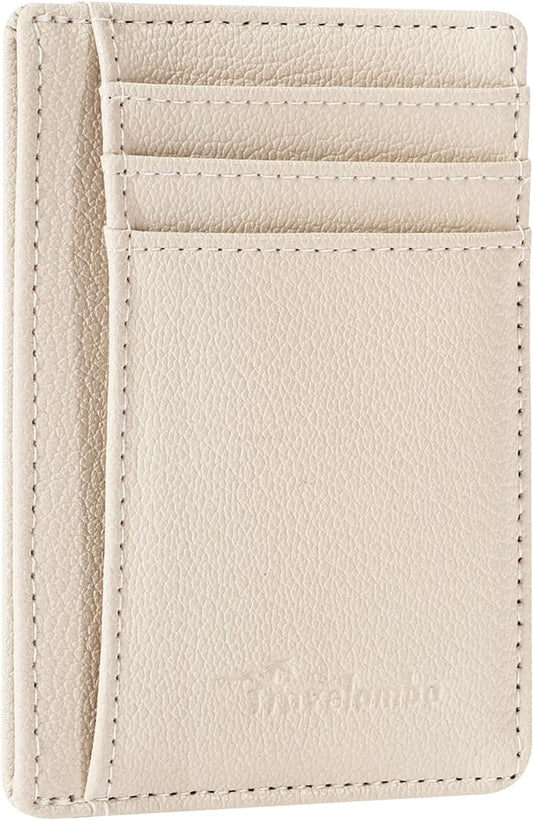Travelambo Front Pocket Minimalist Leather Slim Wallet RFID Blocking Medium Size