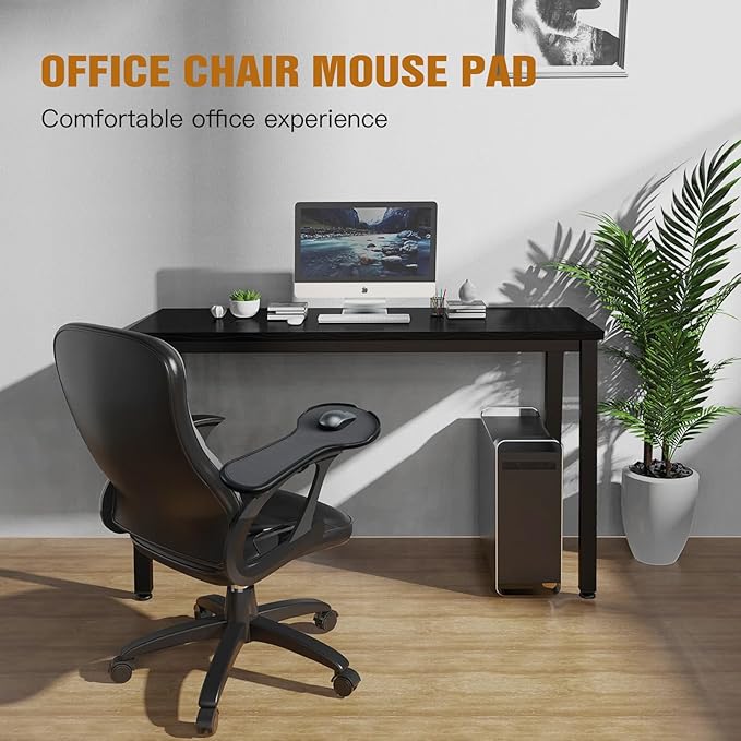 Ergonomic Adjustable Arm Rest Mouse pad for Chair, Mouse Extension Platform Tray with Mouse Baffle to Prevent Falling, Attaches to Chair, Black (Black（YYLL8326）)