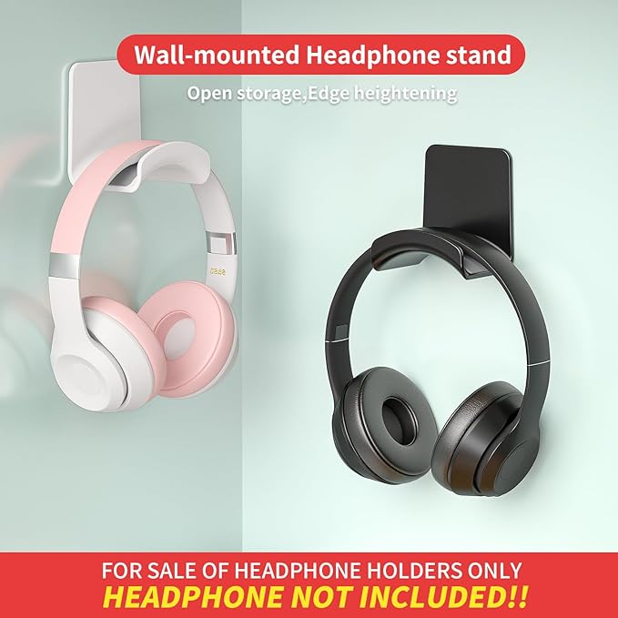 2 Pcs Headphone Stand Wall Mount Mini Headphone Hook Holder with Strong Adhesive Headset Stand Headset Holde (ZY88 wall Mount 2pcs)