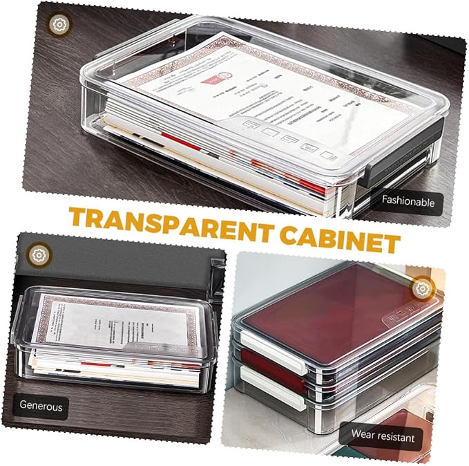 Stackable Small File Storage Box, Document Organizer Tray with Lid for Office and Home Desktop Filing