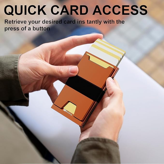 furid Smart Card Wallet for Men Slim: Minimalist Wallets RFID Blocking - Metal Pop Up Front Pocket Business Card Holder - Gift Boxed for Him Stocking Stuffers