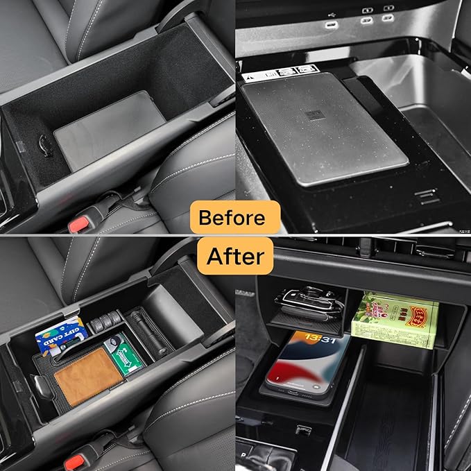 2PCS Centre Console Organizer Compatible with 2025 2026 Toyota Camry 9th Gen Accessories Armrest Storage Tray Interior Insert and Under Screen Storage Box