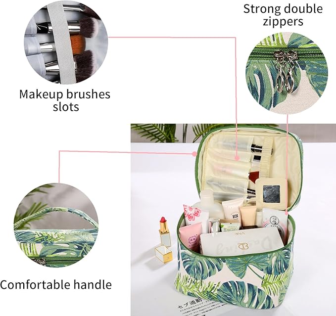 Makeup Bag 4 Pcs Cosmetic Bag Set Portable Travel Cosmetic Bag Multifunction Organizer Storage Bag Toiletry Bag forWomen and Girls (GREEN2)