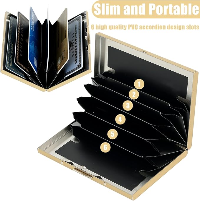 BONSYL® Credit Card Holder, RFID Blocking Slim Metal Credit Card Wallet, with Card Slots, for Women and Men. | RFID Blocking, Slim, 6 Card Slots