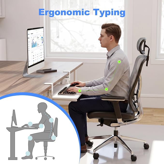 XINLEI Keyboard Tray Under Desk Large C-Clamp 25.6” (30” Including Clamps) x 11.8” Slide-Out Platform Computer Drawer Pull Out Keyboard & Mouse Tray White DSF4W
