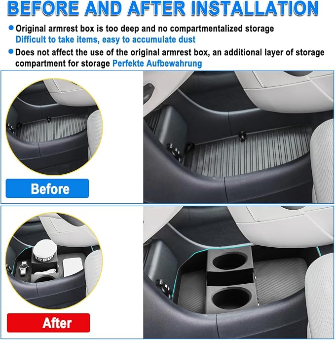 SHAOHAO 3 Pcs for 2026 Hyundai Palisade Lower Organizer for 2026 Hyundai Palisade Accessories Under Console Organizer & Cup Holder & Charging Mat 2026 Palisade LX3 Buttom Insert Box (Only for 7-Seat)