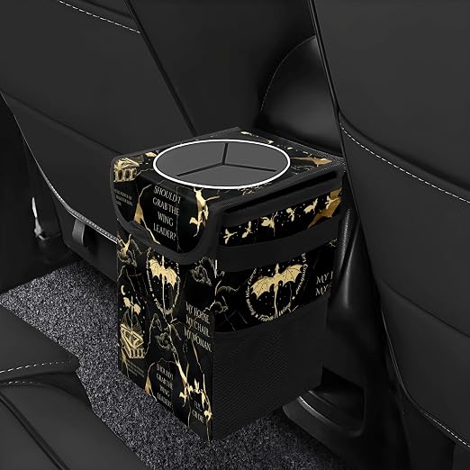 Fourth Wing Car Trash Can with Lid Collapsible Reusable Waterproof Car Garage Bag,Automotive Garbage Can,Car Accessories Interior Car Organizer