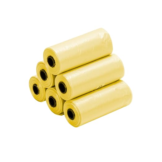 Ginsco 0.8 Gallons Disposable Trash Bags for Mini Car Trash Can, Portable Small Car Garbage Bags, Cars Accessories, Mini Trash Bags, Plastic Trash Bag for Cars/Home/Office (6 Rolls/90Counts) Yellow