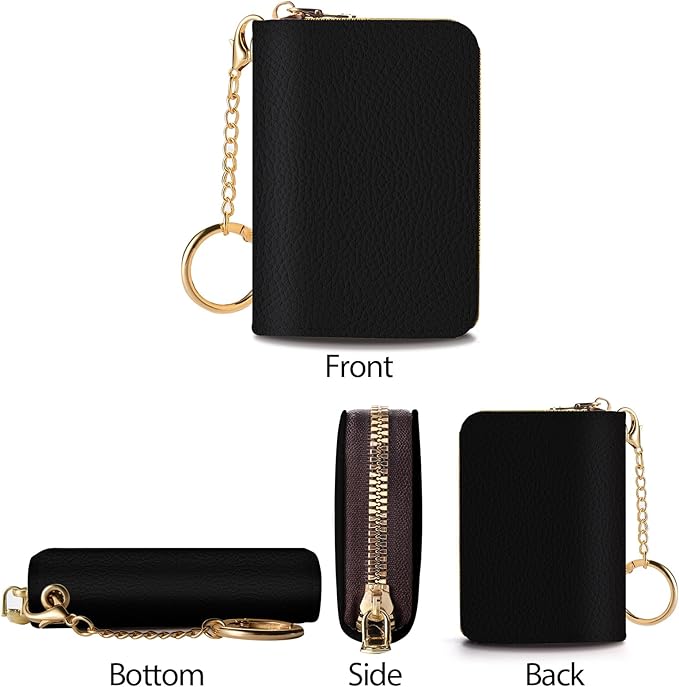 Credit Card Holder RFID Wallet, Small Card Holder Wallet for Women with Keychain Zipper, Funny Leather Print Credit Card Wallets Accordion Gift