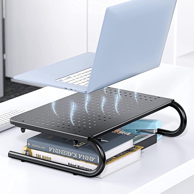 HUANUO Monitor Stand Riser for Desk, Laptop Stand, Laptop Shelf w/Vented Metal, Desktop Computer Stand Desk Organizer for Laptop, PC, Printer