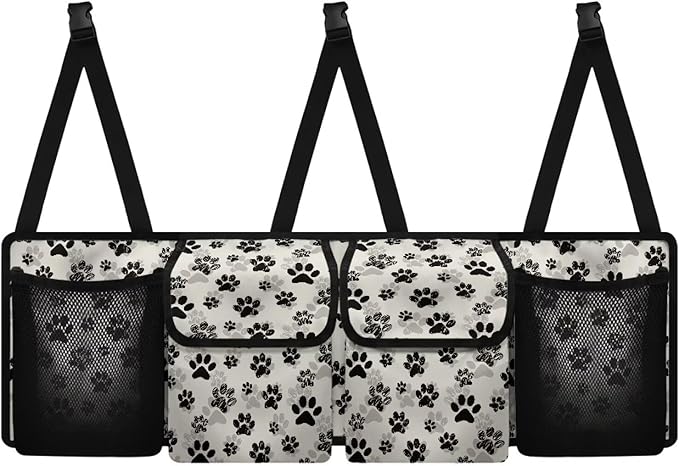 Dog Paw Car Trunk Organizer,Backseat Hanging Organizer with 4 Large Storage Bag Super Capacity,Waterproof Trunk Storage Bag for SUV Car