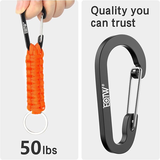 EOTW Carabiner Keychain,Paracord Keychain Small Aluminum Clip D Ring for Camping, Hiking, Fishing, Or As A Key Organizer