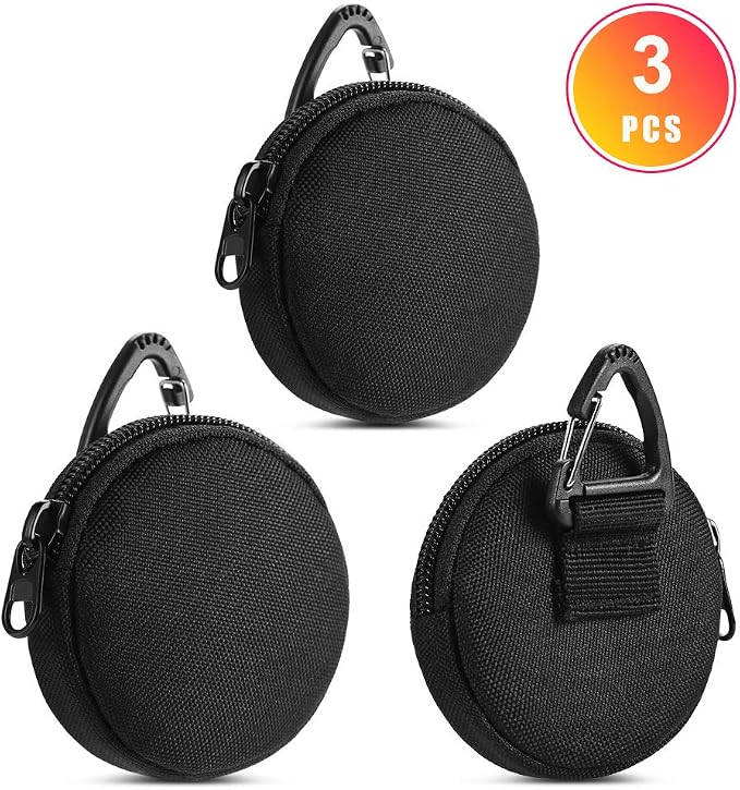 Coin Pouch for Men 3PCS Black, 1000D Nylon Small Zipper Change Purse with Triangle Buckle, Mini Portable Compact Pocket Coin Holder for Loose Change