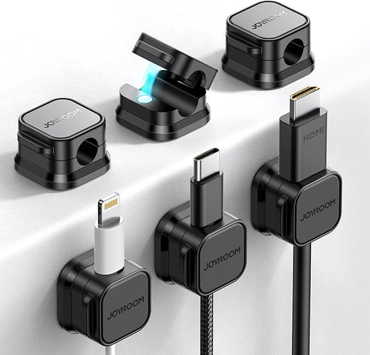6 Pack Magnetic Cord Holder, Cord Organizer Cable Clip for Desk Management, JOYROOM Smooth Adjustable Cable Clip, Wire Holder Keeper Organizer for Home Office Desk Phone Car Wall Desktop Nightstand