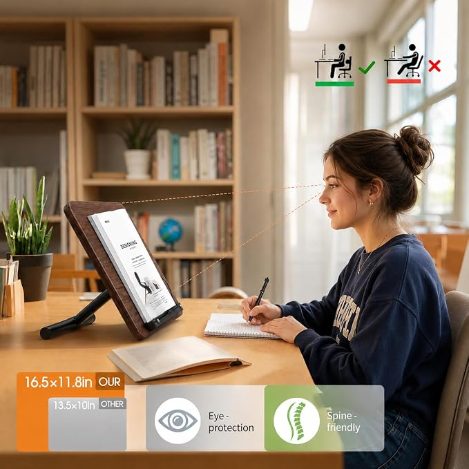 2-in-1 Rolling Book Stand, Floor & Desktop Book Holder for Heavy Books | Hands-free read | Lockable wheels | Cozy movable study setup | Up to 57 in | One stand, two ways to use | 360° Rotating Panel