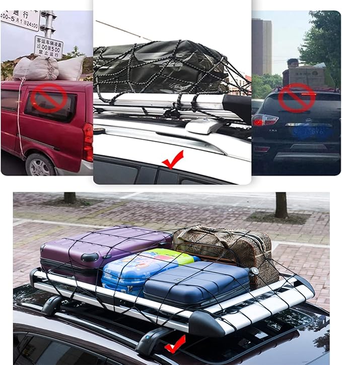 Cargo Net for Pickup Truck Bed 2 X 3 Foot Stretches to 4 X 6 ft, Heavy Duty Truck Bed Net with 3”x3” Small Mesh & 10pcs Carabiners Hooks Compatible with Ford, Dodge RAM, Chevy, Toyota