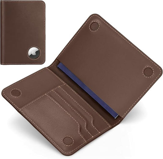 ALLIVE Passport Holder for Travel, Genuine Leather Passport Holder with AirTag Slot, Magnetic Closure, RFID Blocking Passport Cover Travel Wallet for Women Men, Travel Essentials Gifts (Coffee Brown)