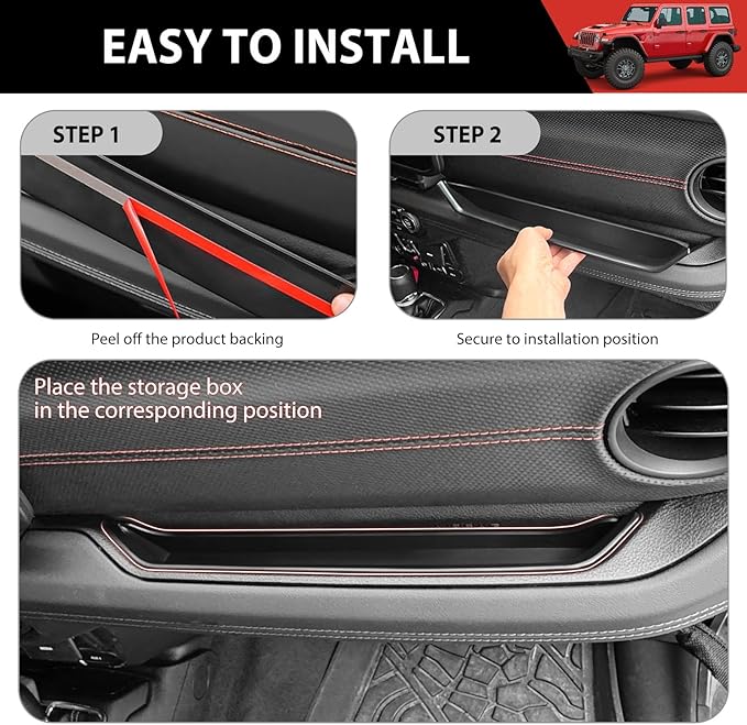 Grab Bar Tray Fit for 2018-2023 Jeep Wrangler JL JLU 4XE/Gladiator JT Storage Bin Handle Organizer Grab Handle Box Passenger Side Grabtray for Wrangler&Gladiator Accessories(18-23 Grab Bar Tray)