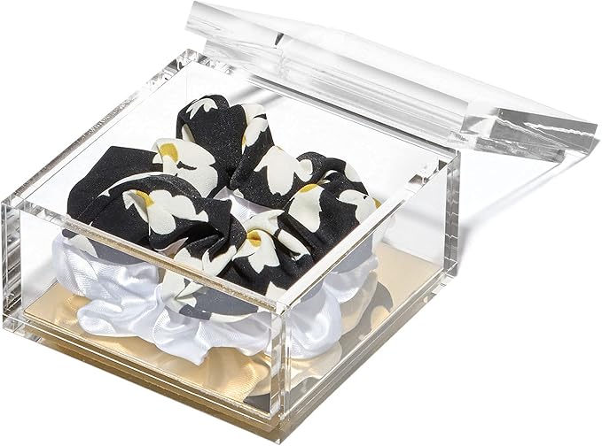 OfficeGoods Acrylic Desk Organizer w/Gold Base – Functional & Elegant Odds & Ends Box for Display or Storage – Perfect for Home or Office, Kitchen, Bathroom Vanity, Curio Display - Medium