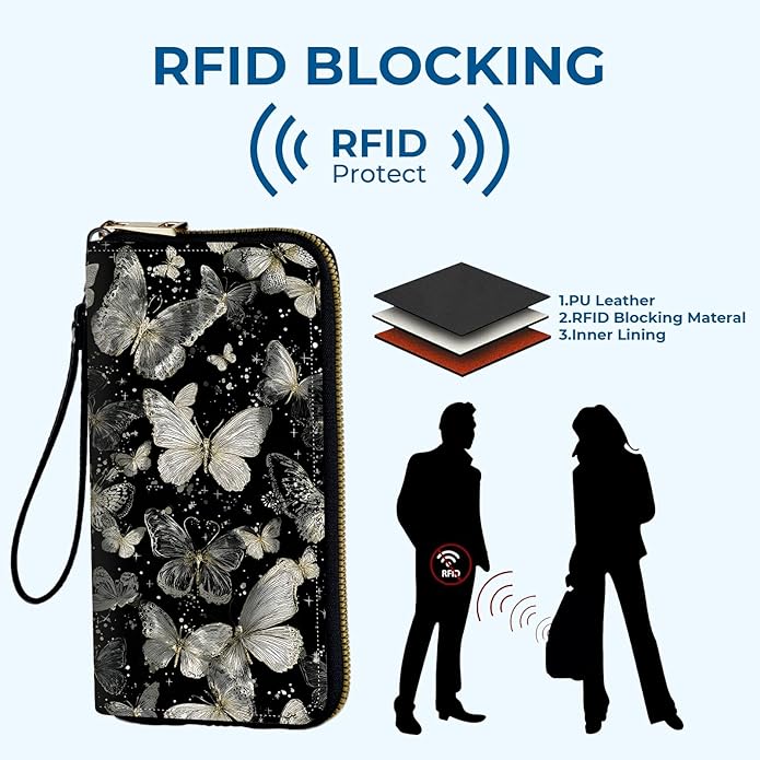 Wristlet Wallet for Women, RFID Blocking Phone Wallet, Large Capacity Zip Around Clutch, Fits iPhone 15 Pro Max, Travel Organizer Purse