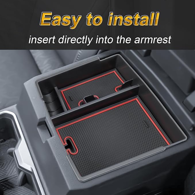 Center Console Organizer Compatible with 2024 2025 2026 Toyota Tacoma Console Armrest Storage Box Interior Insert Storage Tray Secondary Accessories(Red)
