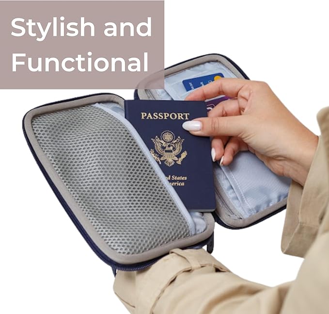 POPUPS Passport Travel Wallet for Women - Large Multiple Document Organizer and Holder with Wristlet - Safari Green
