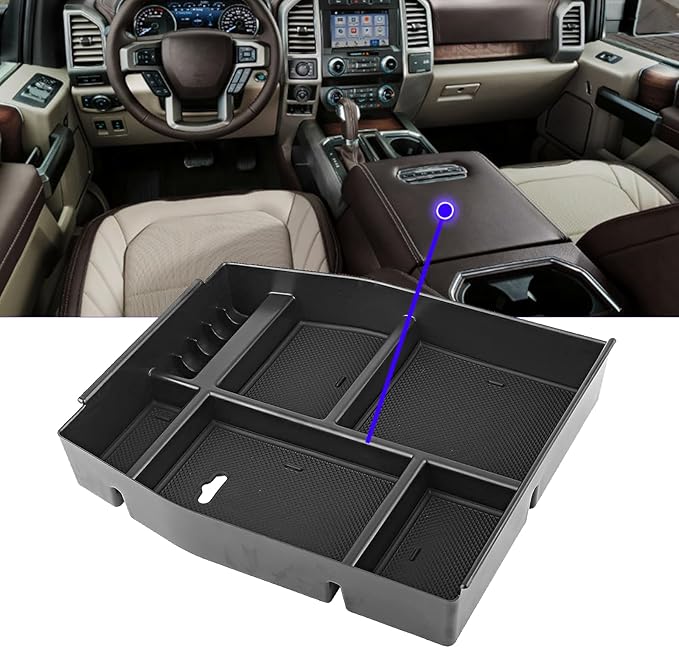 2018 F150 Console Tray Center Console Organizer Tray for 2015-2020 Ford F-150 Raptor Mid Armrest Glove Storage Box for Ford F150 2020 Accessories NOT for 2021 2022 F150