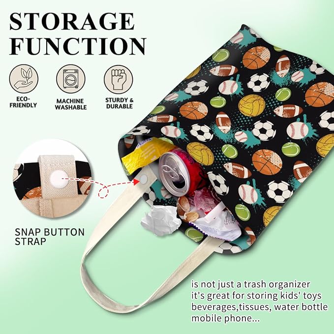 Car Trash Can, Cute Car Trash Bag, Hanging Car Organizer and Storage Bag, Trash Bin for Car Accessories, Vehicle, Travelling, Camping Cute Sport Ball