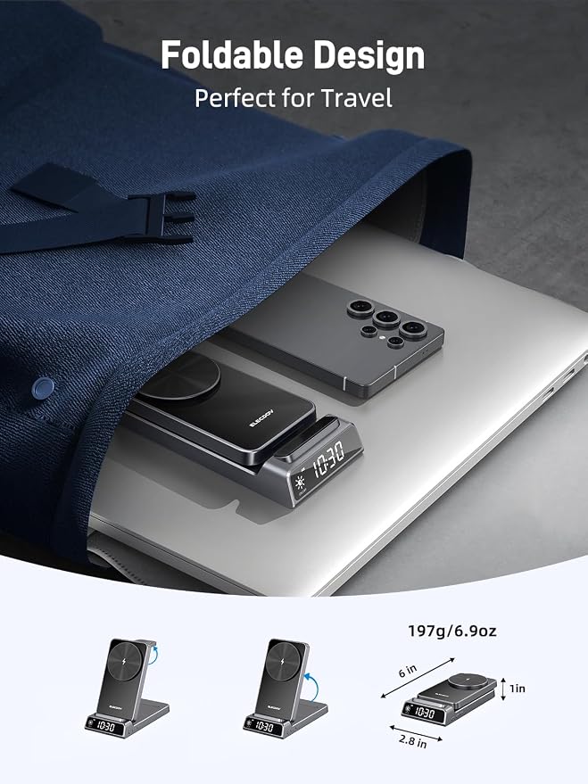 Magnetic Wireless Charger for Samsung, 3 in 1 Charging Station for Samsung Galaxy S26 Ultra/Z Fold/Flip 7, Foldable Android Charger for Samsung Galaxy Watch Ultra/8/7/Galaxy Buds4 Pro