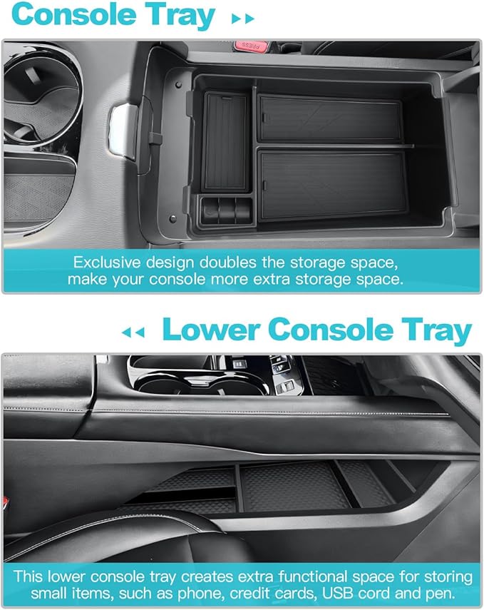 CDEFG 3Pcs for 2025 2026 Murano Center Console Organizer for 2025 2026 Murano Accessories Middle Console & Lower Console Organizer Tray Armrest Storage Box