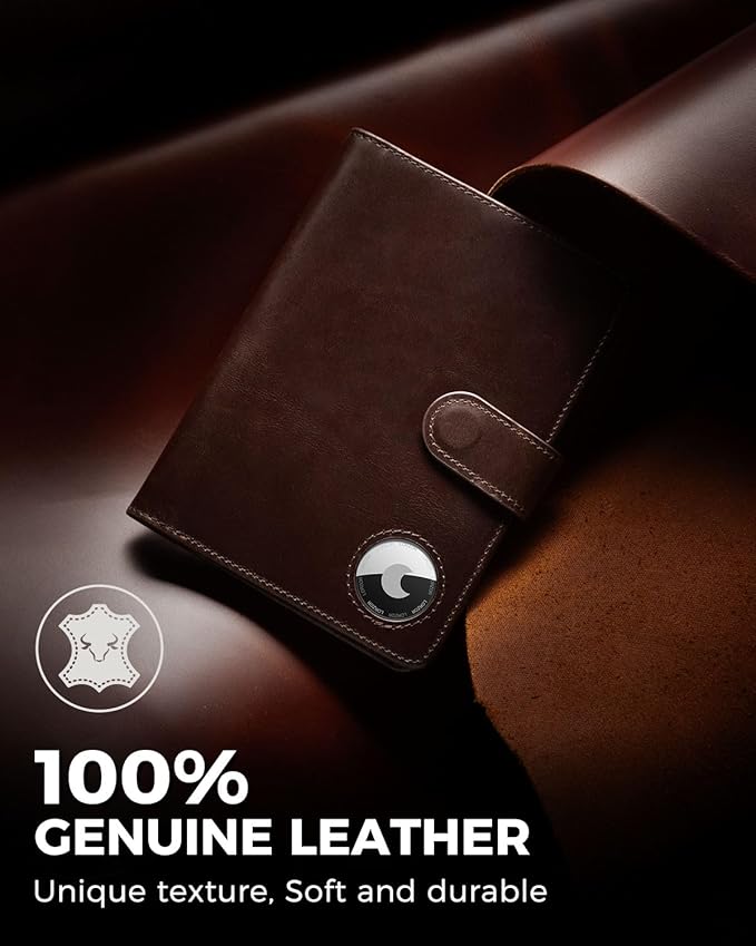 LORZOR Passport Holder for Travel: Full Grain Leather Passport Cover with Airtag Holder Magnetic Buckle for Men - RFID Blocking Bifold Wallet for Air Ticket Card Cash Coin (Brown)