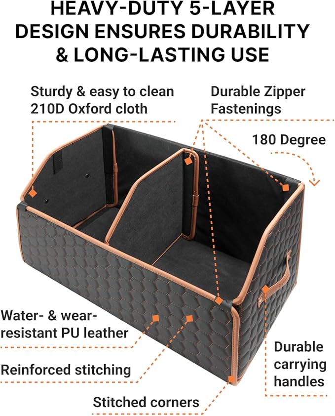Owleys Trunk Organizer for Toyota Tacoma 2000–2025 – Car Storage Box for Truck Bed & SUV – Waterproof Foldable Car Trunk Organizer with Lid – Car Accessories for Men – Tacoma Organizer (Hexy 21+17)