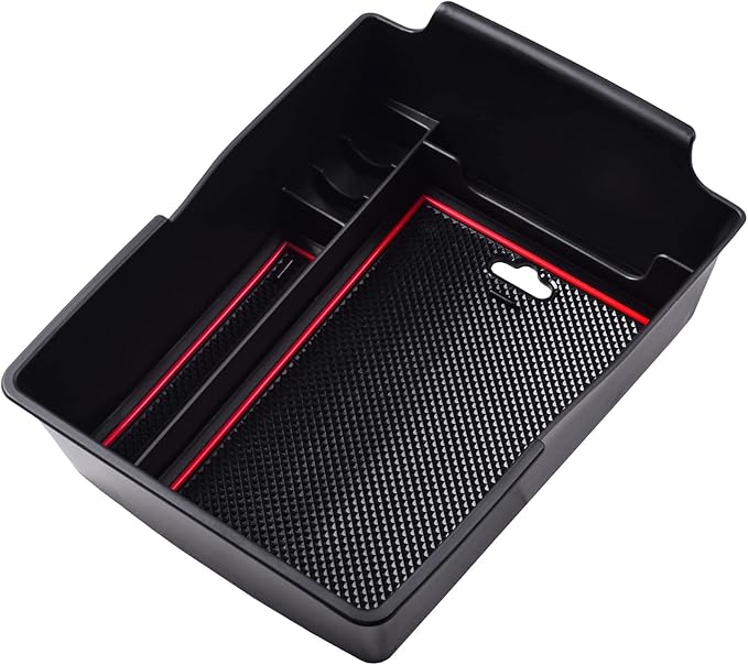 EDBETOS Center Console Organizer Tray Compatible with Hyundai Santa Fe TM 2021 2022 2023 Accessories and Santa Fe SEL 2022 2023 Interior Secondary Armrest Storage Box ABS Insert Tray, Red Trim
