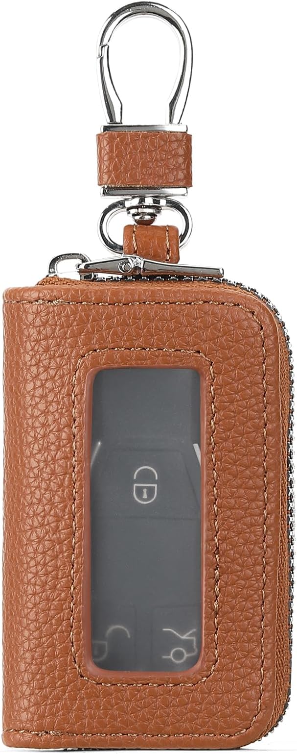 SENDEFN Universal Car Key Fob Case Leather Smart Remote Keychain Protector Holder