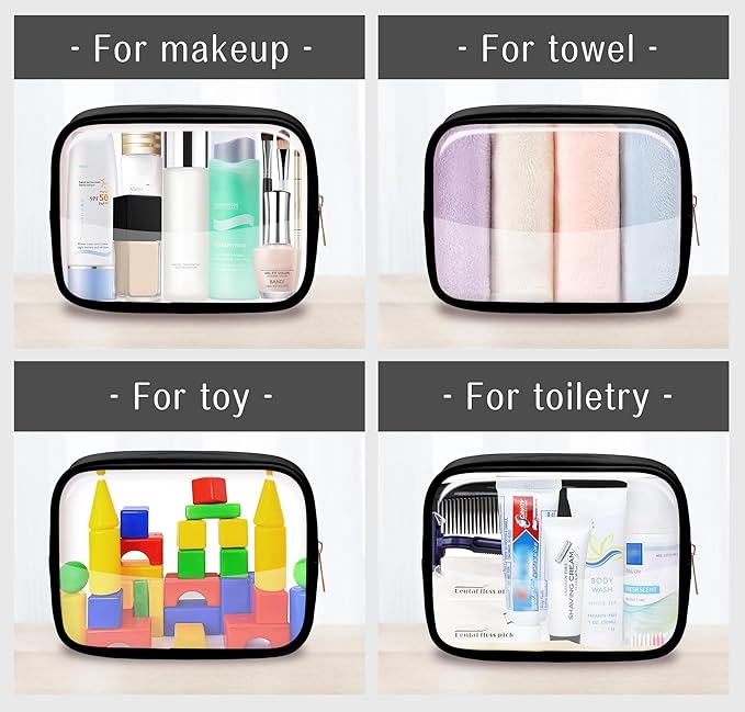 TSA Toiletry Bag Clear Makeup Bag Travel Essentials Cosmetic Bag for Men and Women Black 2Pcs