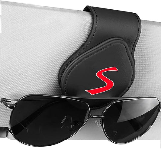 Sunglasses Holders for Car Visor Compatible with Mini Cooper S Accessories Magnetic Leather Glasses Eyeglass Clip for Car Visor Accessories