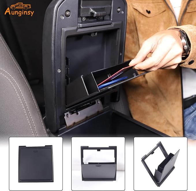 Aunginsy Armrest Console Storage Box Compatible with Toyota Tacoma 2016-2023 Center Console Handrail Privacy Storage Box Organizer Tray Insert Pallet Manager Accessories