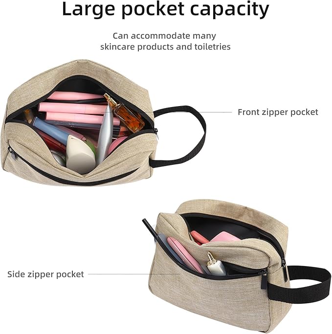 Icramsy Travel Toiletry bag Toiletry bag for women men Hanging Cosmetic bag Travel accessories for Women Men (Khaki)