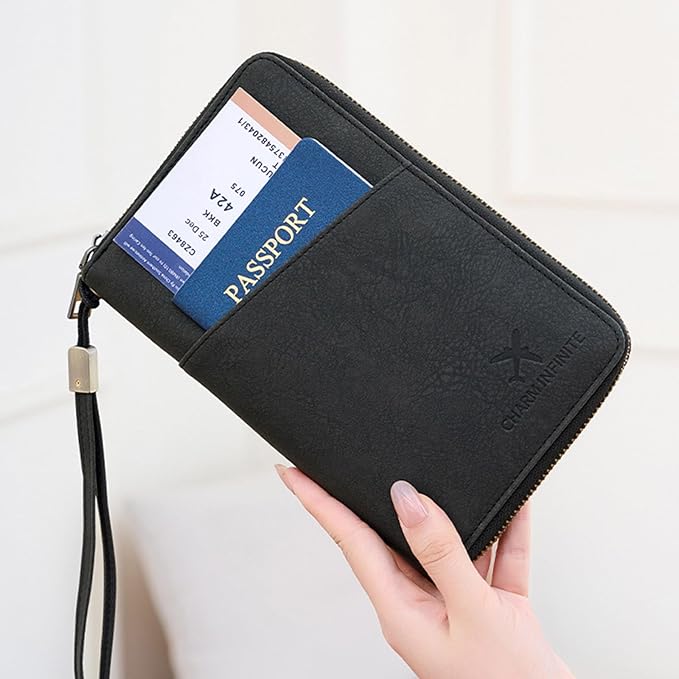 Passports Holder Travel Wallet with Rfids Blocking Document Organizers Case Holds Passports, Cards, Tickets, Cash Women Men Trav