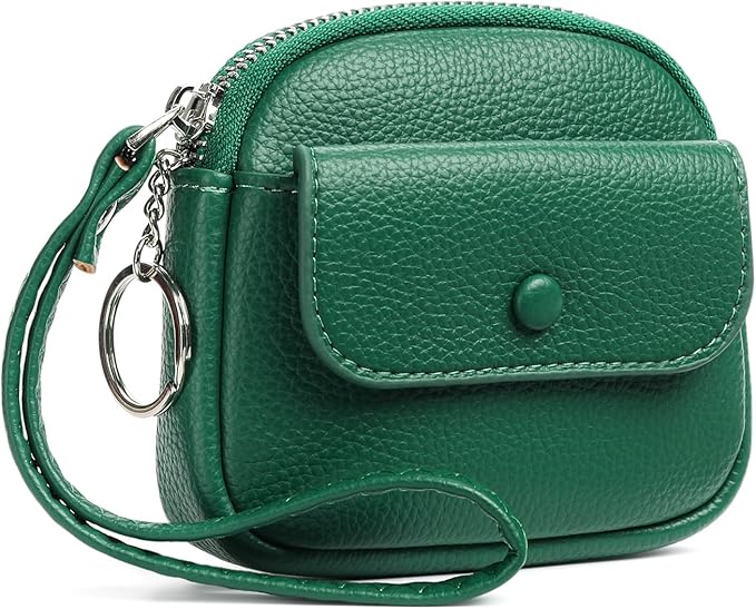 SENDEFN Women's Small Wristlet Coin Pouch Leather Zipper Purse RFID Protection